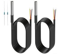 Lot de 2 capteurs de température DS18-B20 étanches avec sonde résistante pour une détection précise de la température dans des situations humides et difficiles