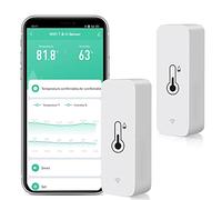 Lot de 2 capteurs de température et d'humidité WiFi : moniteur de température et d'humidité sans fil avec notification d'application, export de stockage de données gratuit, thermomètre intérieur