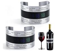 Lot de 2 capteurs de température pour bracelet à vin, thermomètre LCD pour bière, vins rouges, bouteille de lait, thermomètre à vin en acier inoxydable pour vignobles, brassage maison, outils de surve