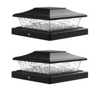 Lot de 2 capuchons de poteau solaires d'extérieur pour poteaux de 14 x 14 cm, 8,9 x 8,9 cm, en vinyle et bois, décoration de jardin