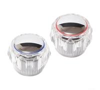 Lot de 2 capuchons de tête de robinet de rechange chaud et froid en acrylique avec 20 cannelures de 7,5 mm pour robinet mitigeur de lavabo de cuisine, salle de bain, clignotants bleus et rouges