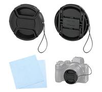 Lot de 2 Capuchons D'objectif 55 mm avec Chiffon de Nettoyage et Corde pour Nikon Canon Sony DSLR Compatible avec les Objectifs Sony ALC-F55S for Nikon D5600 D3500 et Autres Objectifs à Filetage 55 mm