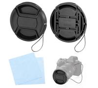 Lot de 2 capuchons d'objectif 62 mm avec chiffon de nettoyage et corde pour Nikon Canon Fuji Sony DSLR compatible avec Nikon NIKKOR Z 35 mm f/1.8 S et autres objectifs à filetage 62 mm