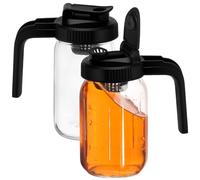 Lot de 2 carafes en verre de 32 oz scellées avec filtre amovible et poignée, carafe en verre avec joint d'étanchéité en silicone, large ouverture, pour thé glacé, eau et jus de fruits (transparent)