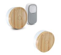 Lot de 2 Carillons écologique et 1 bouton sans fil sans pile Bamboo