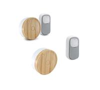 Lot de 2 Carillons écologique et 2 boutons sans fil sans pile Bamboo