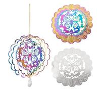 Lot de 2 carillons éoliens en forme de papillon creux arc-en-ciel 3D effet flux de flux en métal Décoration de jardin pour jardin, cour, patio, porche Cadeau pour femme