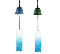 Lot de 2 carillons éoliens japonais en furine - Style cloche temple en fonte pour la maison, le jardin, la décoration zen, ornement Feng Shui à suspendre, son de cloche de style vintage