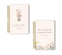 Lot de 2 carnets à spirale inspirants avec versets bibliques inspirants, « I can do all things through Christ who strengthens me ». Philippiens 4:13. 50 pages 14 x 21,1 cm, idéal pour un anniversaire