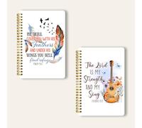 Lot de 2 carnets à spirale inspirants avec versets inspirants de la Bible, 50 pages, 14 x 21,1 cm, idéal pour un anniversaire ou un cadeau chrétien, idéal pour l'école ou le bureau, complété par une