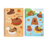 Lot de 2 carnets à spirales - Format A5 - Papeterie mignonne - Avec motif Capybara - Pour étudiant, école, bibliothèque, scrapbooking, notes, croquis