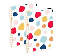 Lot de 2 carnets à spirales modernes avec motif mosaïque abstraite, format A5, pour le travail, l'école, l'écriture, le journal, 120 pages, 15 x 21 cm