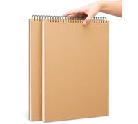 Lot de 2 carnets de croquis A3 pour artistes - Papier épais de 120 g/m², 60 pages (30 feuilles), couverture rigide et épaisse, reliure supérieure à spirales - Idéal pour le dessin, les croquis, le