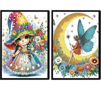 Lot De 2 Carnets De Notes A5 Vierges Avec Peinture Diamant - Ange Diy - Peinture Diamant - Kit Elfe Strass - Peinture Diamant - Carnet De Notes - Journal Intime - Fée Pour Fournitures