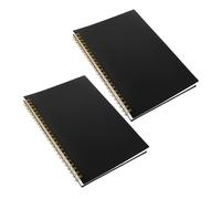 Lot de 2 carnets de suivi budgétaire noirs PP à reliure double | Pages papier lignées horizontales, format registre détaillé pour finances, gestion des dépenses et inventaire en école