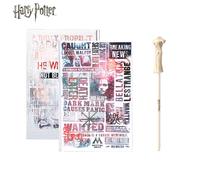 Lot de 2 Carnets Thème Journal des Forces du Mal Harry Potter & Stylo Baguette de Lord Voldemort - Collection Officielle Wizarding World Papeterie Exclusive Cadeau