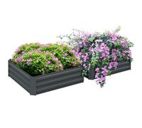 Outsunny Lot de 2 carré Potager de Jardin dim. 100L x 100l x 30H cm - tôle d'acier ondulée Gris foncé