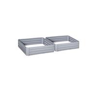 Lot de 2 carrés potager de jardin dim. 100L x 100l x 30H cm tôle d'acier ondulée gris Gris G