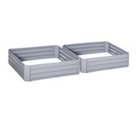 Outsunny Lot de 2 carré Potager de Jardin dim. 100L x 100l x 30H cm - tôle d'acier ondulée Gris