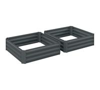 Outsunny Lot de 2 carré Potager de Jardin dim. 100L x 100l x 30H cm - tôle d'acier ondulée Gris foncé