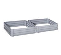 Lot de 2 carrés potager de jardin dim. 100L x 100l x 30H cm tôle d'acier ondulée gris Gris G