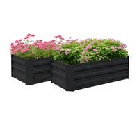 Lot De 2 Carrés Potager De Jardin Dim. 100l X 50l X 30h Cm Tôle D'acier Ondulée Noir