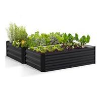 IDMarket - Lot de 2 carrés Potager en métal châssis rectangulaire 80x115 cm Gris Anthracite