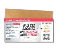 Lot de 2 cartes d’Embarquement Surprise à Gratter - Bon Voyage Cadeau Personnalisé - Annonce Voyage, Billet Avion Fictif, Escapade, Anniversaire, Couple, Famille, Destination Mystère