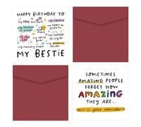 Lot de 2 cartes d'anniversaire, cartes d'anniversaire pour votre meilleure amie, cartes d'anniversaire amusantes, cartes d'anniversaire pour votre meilleure amie, cadeaux amusants pour elle