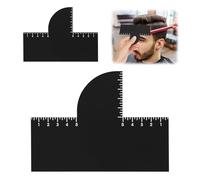 Lot de 2 cartes de barbier pour rehausser les couleurs avec indicateurs de mesure, outil de mise en forme de la ligne des cheveux, réutilisable, facile à nettoyer, accessoires pour barbe, guide de
