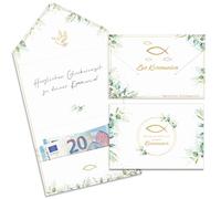 Lot de 2 cartes de communion en argent - Enveloppes - Carte de vœux - Cadeau de communion cool pour fille et garçon - 11 x 16 cm