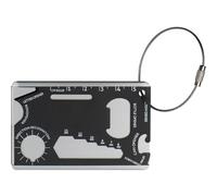 Lot de 2 cartes de crédit multifonctions 11 en 1 en acier inoxydable - Outil multifonction au format carte de crédit - Outil d'extérieur avec scie, couteau, décapsuleur (étiquette de valise)