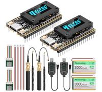 Lot de 2 cartes de développement ESP32 LoRa V4 + module GNSS L76 + batterie 3000 mAh, ESP32-S3 SX1262 LoRa WiFi Bluetooth 2 Mo PSRAM 16 Mo Flash 915 MHz Antenne GPS et solaire pour Arduino Meshtastic