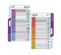 Lot de 2 cartes de poche ECG/ECG pour rythme, cartes de référence ECG, design double face, interprétations du rythme ECG, carnet de triche avec mesure des règles ECG