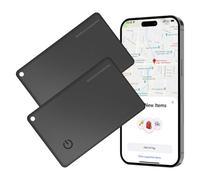 Lot de 2 cartes de suivi Air Tag - 1,6 mm d'épaisseur - Étanche - Bluetooth - Avec câble de charge - Compatible avec Apple Find My (iOS uniquement) - Pour valises, sacs, passeports, bagages