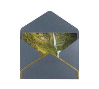 Lot de 2 cartes de vœux avec petit pont et cascade avec perles horizontales et bords dorés avec enveloppe, vacances, anniversaire, anniversaire de mariage, fête