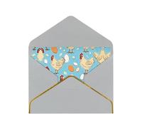 Lot de 2 cartes de vœux créatives avec motif poule horizontale, bords dorés avec enveloppe, vacances, anniversaire, anniversaire de mariage, fête