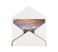 Lot de 2 cartes de vœux horizontales avec bordure dorée et enveloppe Motif montagne pittoresque