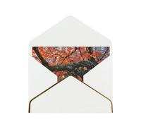 Lot de 2 cartes de vœux horizontales avec perles dorées et enveloppe Motif arbre en automne
