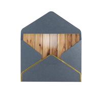 Lot de 2 cartes de vœux horizontales avec perles dorées et enveloppe Motif grain de bois