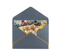 Lot de 2 cartes de vœux horizontales avec perles dorées et enveloppe pour petit déjeuner