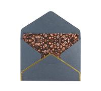 Lot de 2 cartes de vœux humoristiques avec motif grains de café torréfiés horizontaux avec perles dorées avec enveloppe, vacances, anniversaire, anniversaire de mariage, fête