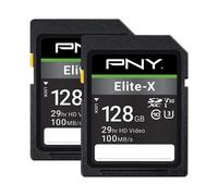 Lot de 2 cartes m moire flash SDXC PNY Elite-X Classe 10 U3 V30 128 Go - 100 Mo/s Classe 10 U3 V30 4K UHD Full HD UHS-I SD pleine taille