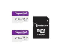 Lot de 2 cartes mémoire micro SDXC 256 Go Speederlash Camera Plus carte TF avec adaptateur, vitesse de lecture jusqu'à 100 Mo/s, support vidéo 4K UHD et 5K, certifié U1 V30 A1, étanche, pour caméra de