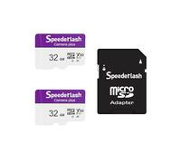 Lot de 2 cartes mémoire micro SDXC 32 Go Speederlash Camera Plus carte TF avec adaptateur, vitesse de lecture jusqu'à 90 Mo/s, support vidéo 4K UHD et 5K, classé U1 V30 A1, étanche, pour caméra de