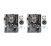 Lot de 2 cartes mères pour Mining B75 BTC avec processeur G350/G630 + graisse thermique + ventilateur de refroidissement 12 ports USB 3.0 Une fente PCIE1X LGA1155 DDR3 RAM SATA3