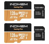 Lot de 2 cartes Micro SD 128 Go MicroSDXC U3 V30 A1 TF avec 2 adaptateurs