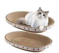 Lot de 2 cartons à gratter pour Chat, ovales, Ronds, griffoirs, Protection des Meubles, canapé, lit pour Chat, Meubles à griffer pour canapé, Jouets d'entraînement