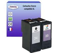 Lot de 2 Cartouches compatibles Lexmark 34+ 35, P6250, P6300, P6350, P900, P910, P915 (Noire+Couleurs) - T3AZUR Noire G