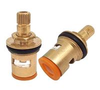 Lot de 2 cartouches de robinet de rechange, cartouche à disque en céramique à 20 dents G1/2", valve de robinet de rechange en laiton, pour robinet de salle de bain et cuisine (court, diamètre